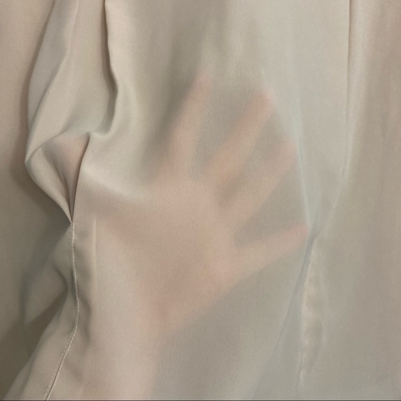 Vintage La Blouse Sheer Polyester Pleated Blouse - Cream - Size US 16 - Picture 8 of 9